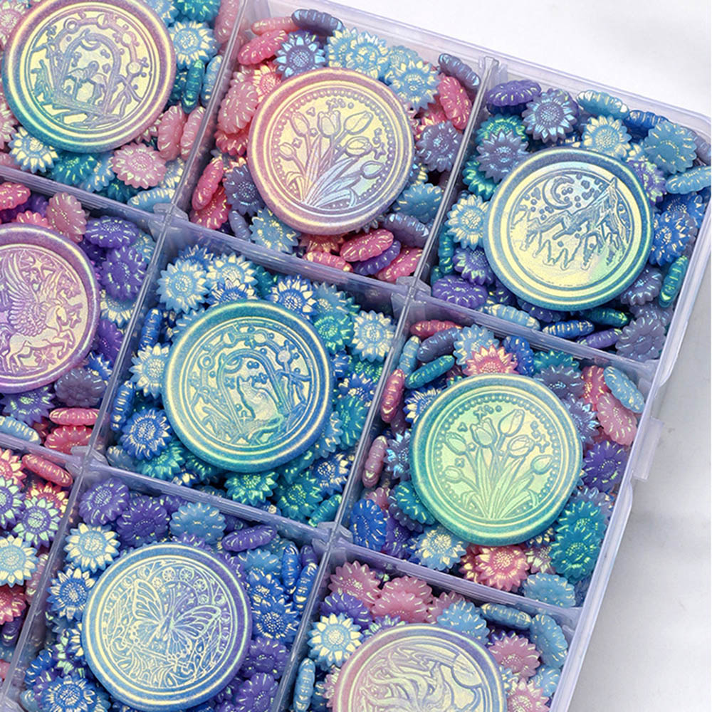 Wax Seal Stamp Kit - 100pcs 혼합 색상 반짝이 꿈꾸는 오로라
