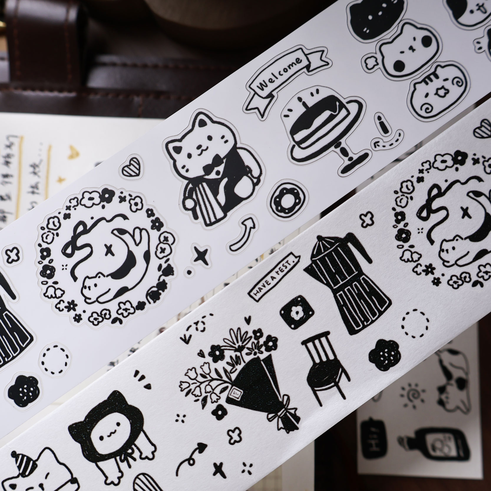 Washi Tape Set - YiEr Studio 빈티지 데일리 고양이 커피