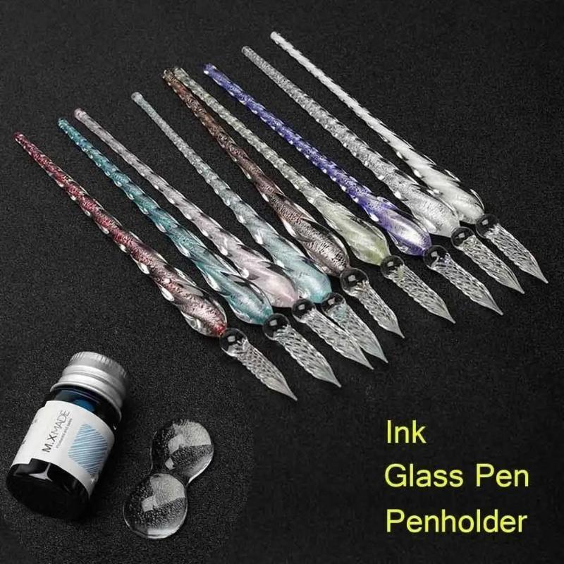 Fountain Pen Ink - 컬러 크리스탈 유리 딥펜 세트(선물 상자