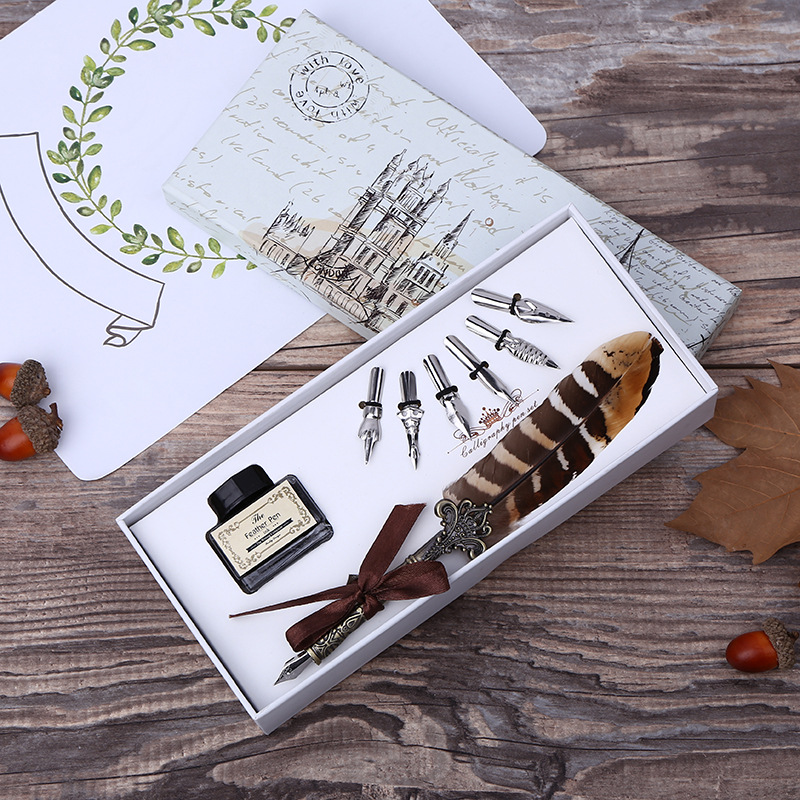 Fountain Pen Ink - 레트로 깃털 딥펜 필기 잉크 세트