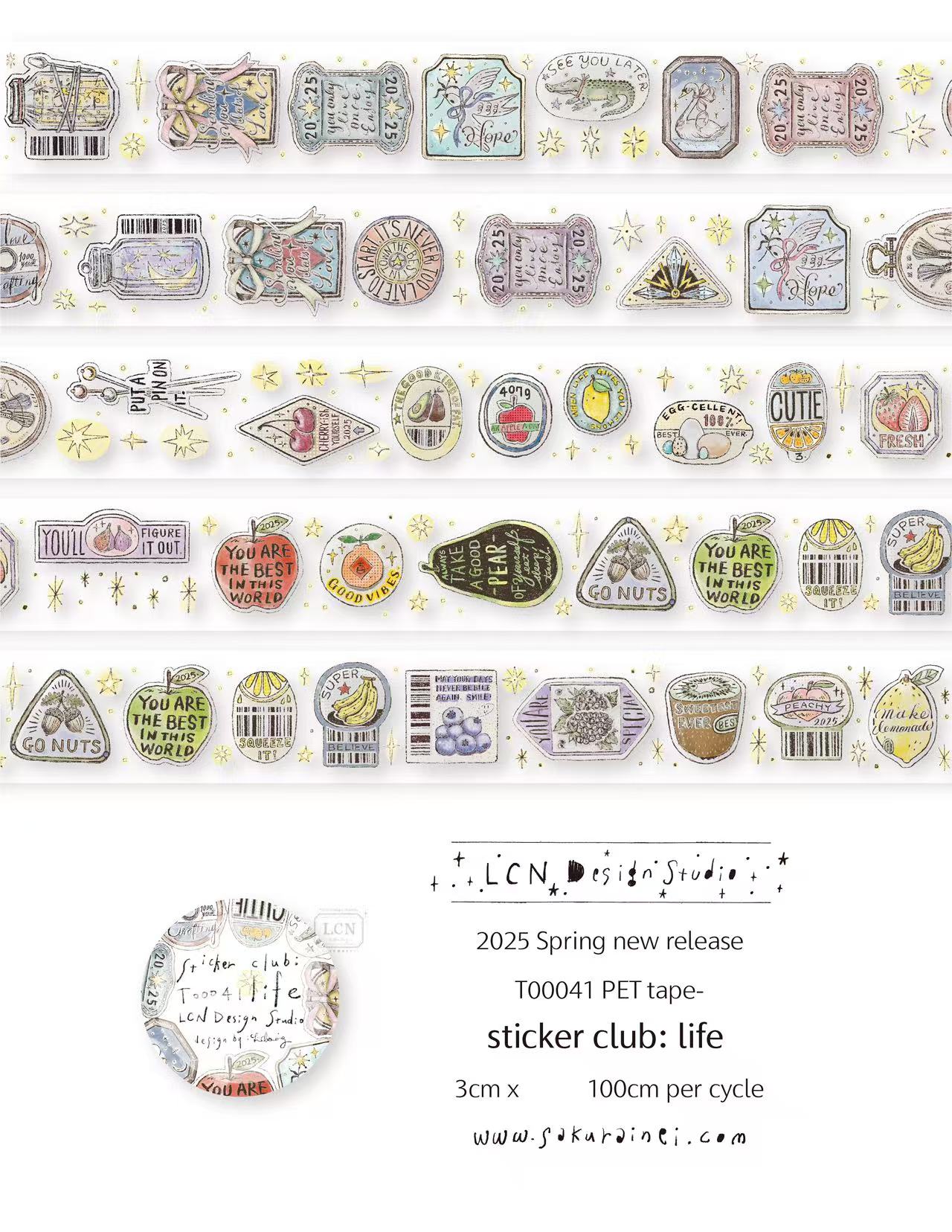 Washi Tape Set - 1 루프 LCN 빈티지 스티커 클럽