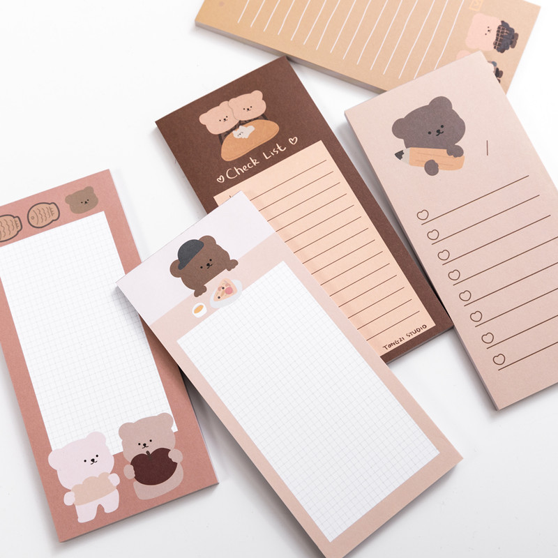 Office Stationery Supply List - 귀여운 한국 쿠키 베어 메모장, 메시지