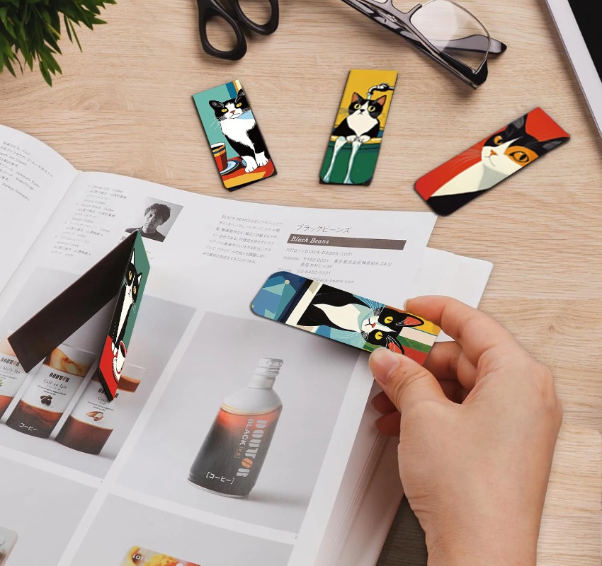 5PCS 간단하고 재미있는 고양이 자석 북마크 독서 용 - Office Supply Office Stationery Items 리뷰 및 가격