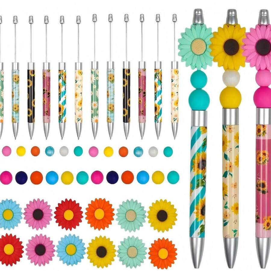 봄 해바라기 크리에이티브 DIY 비즈 장식 펜 6개 + - Total Stationery & Office Supply 리뷰 및 가격