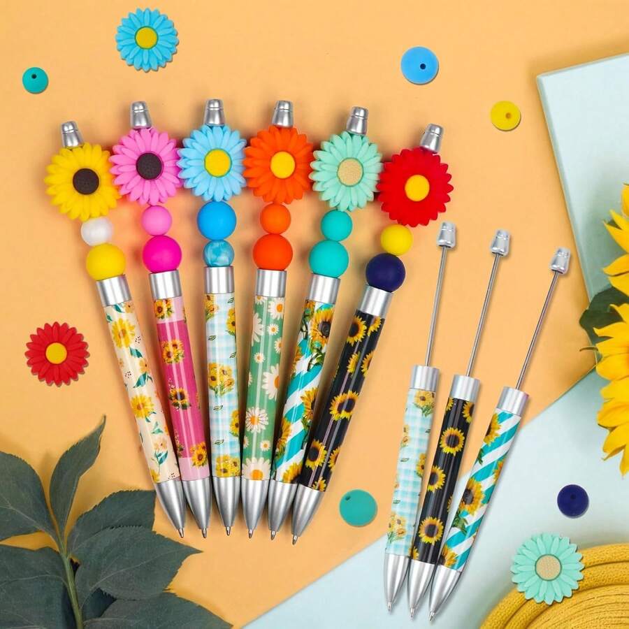 봄 해바라기 크리에이티브 DIY 비즈 장식 펜 6개 + - Total Stationery & Office Supply 리뷰 및 가격