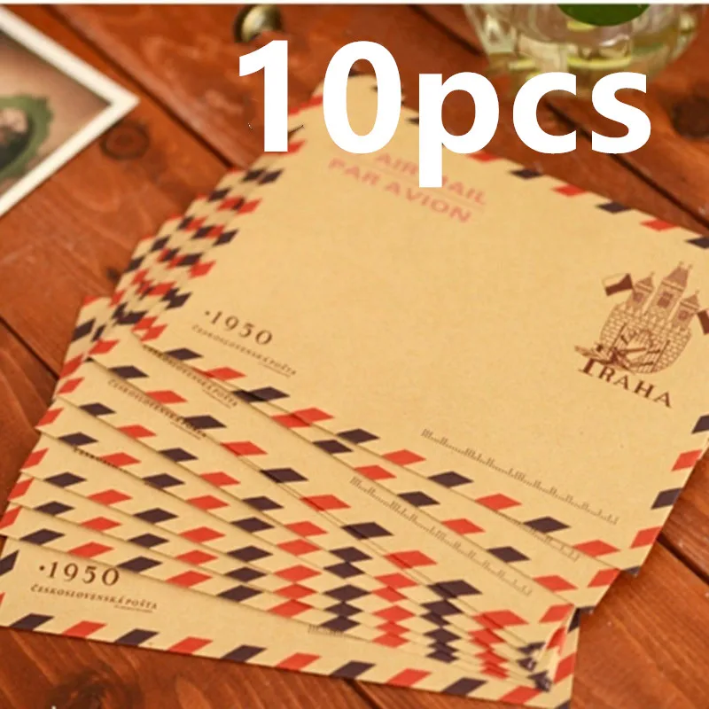 10pcs 9.7*7.5cm 레트로 인기있는 봉투 엽서 - Letter Envelope Kraft 리뷰 및 가격