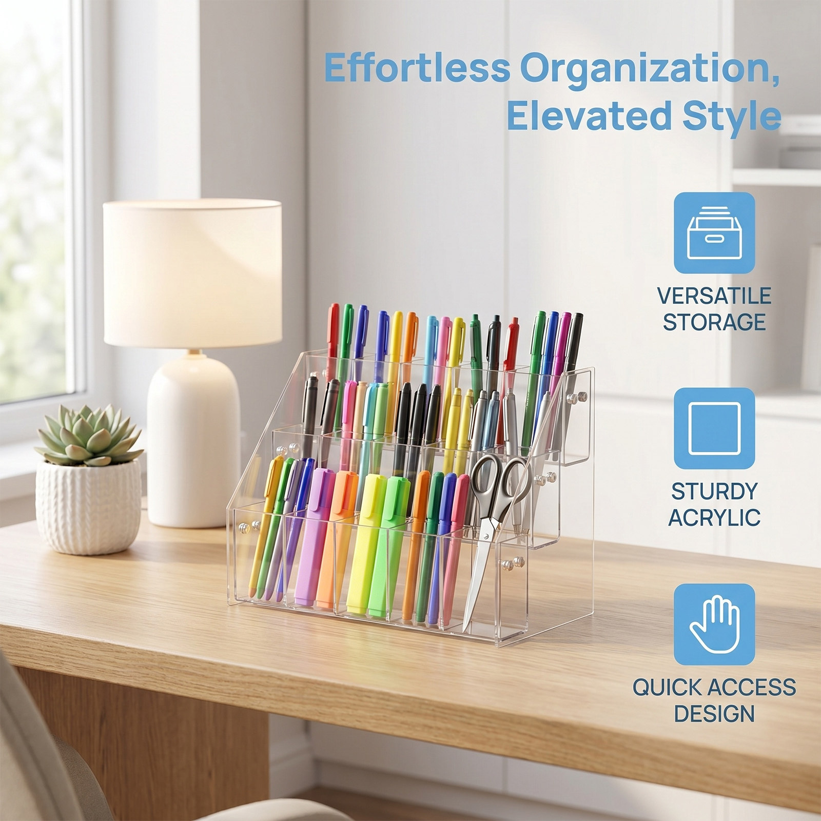 현대적인 투명 아크릴 펜 홀더 디스플레이 스탠드, 책상 - Stationery And Office Supply Stores 리뷰 및 가격
