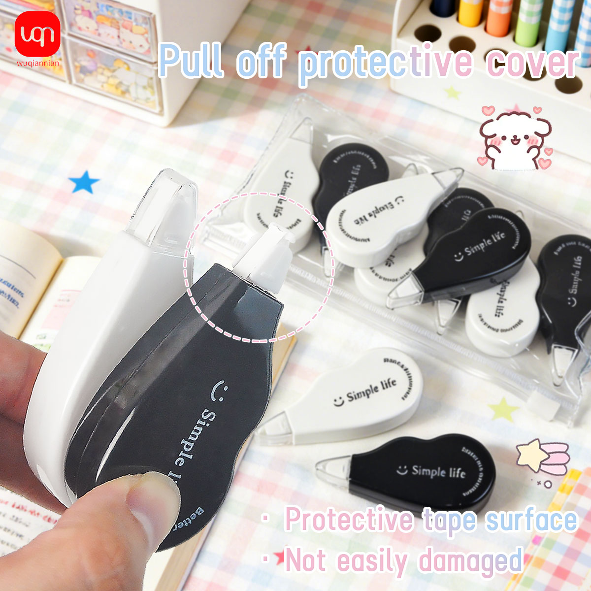 WQN - 흑백 미니 수정테이프 도구, 어린이와 학생들 - Office Supply Office Stationery Items 리뷰 및 가격