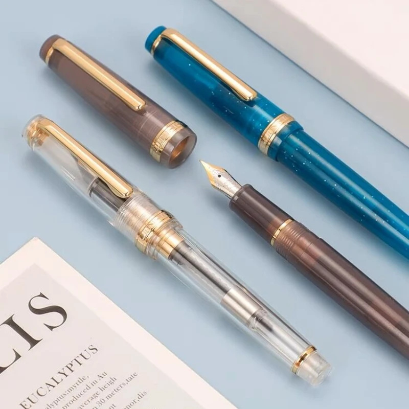 Jinhao 82 만년필 럭셔리 투명 펜 스핀 골든 E - Stationery Supply Business 리뷰 및 가격